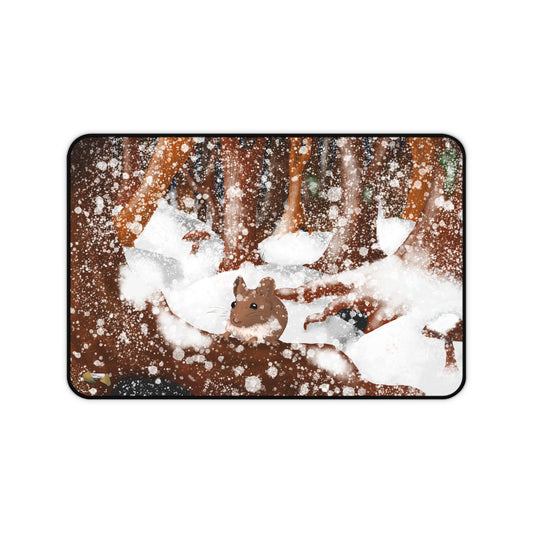 Desk Mat - Mouse in snowy woods